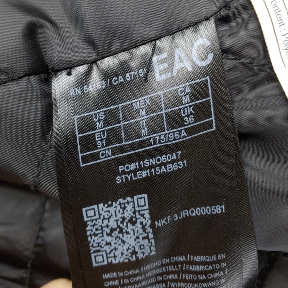 GUESS Mens M Black Wool Mix Thick Quilted Insulated Lining Zip Jacket - Picture 8 of 10